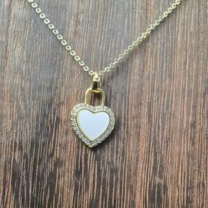 Adina Eden Gold Plated Heart Necklace with Pave CZ